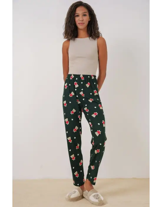 4323 Desenli Pijama Altı - A. Zümrüt Yeşili