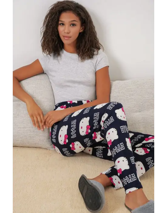 Desenli Pijama Altı Lacivert Kadın Giyim
