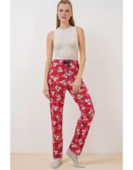 4323 Desenli Pijama Altı - Kırmızı