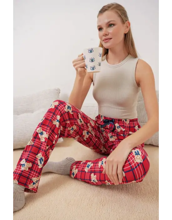 4323 Desenli Pijama Altı - Kırmızı