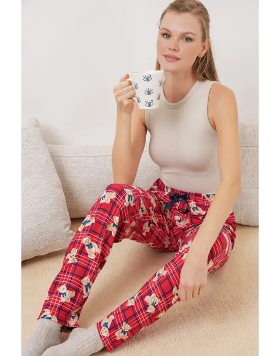 4323 Desenli Pijama Altı - Kırmızı