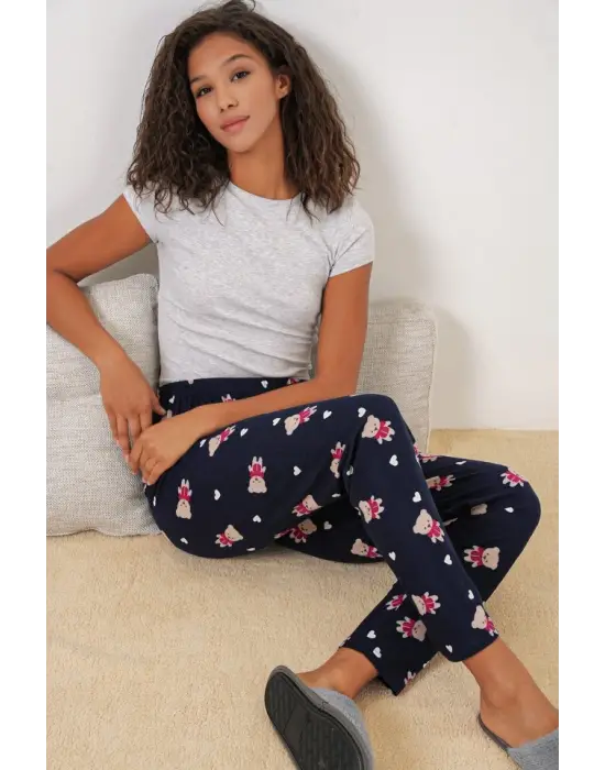 Desenli Pijama Altı Lacivert Kadın Giyim