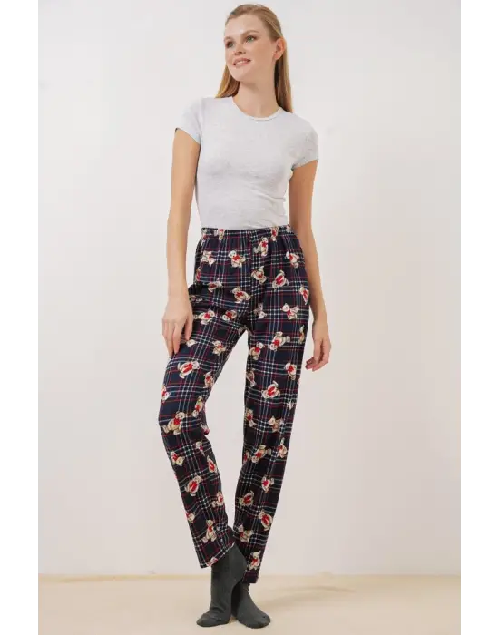 Lacivert Desenli Pijama Altı Kadın Giyim