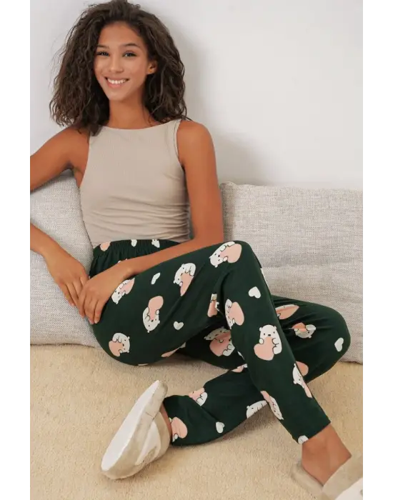 4323 Desenli Pijama Altı - Y.Zümrüt