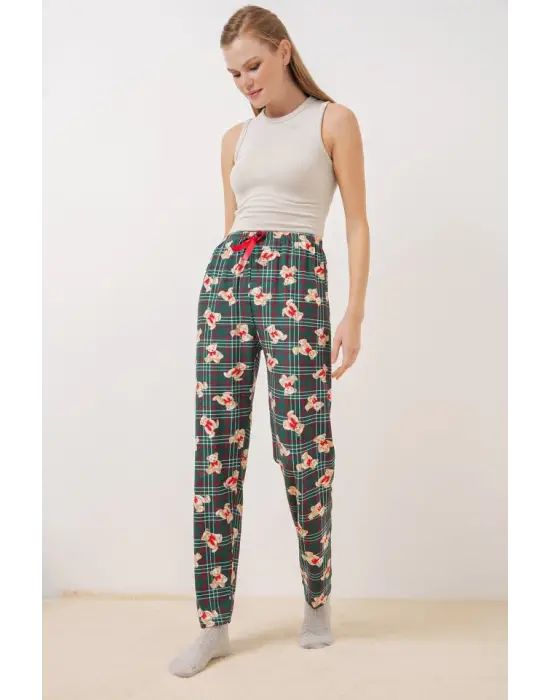 4323 Desenli Pijama Altı - Zümrüt Yeşili