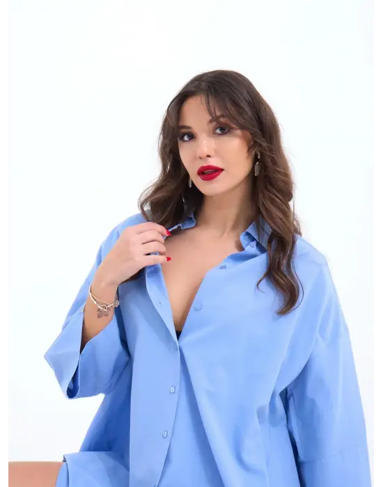 Omarı Yüksek Kaliteli Mavi Gömlek - gl00my