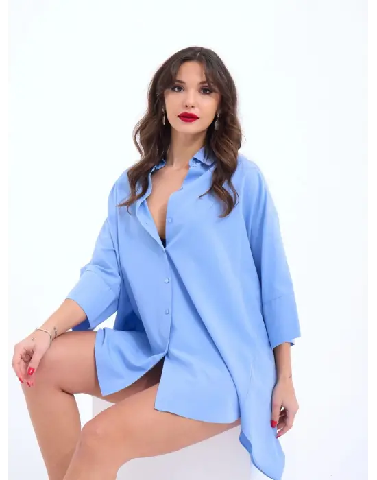 Omarı Yüksek Kaliteli Mavi Gömlek - gl00my