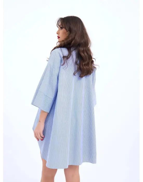 4328 GÖMLEK-MAVİ BEYAZ ÇİZGİLİ