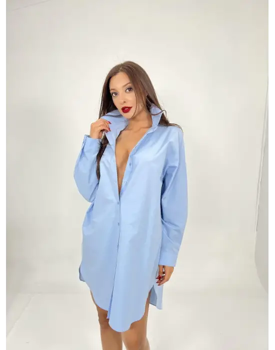 Omarı Şık Mavi Gömlek