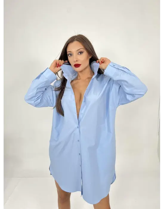 Omarı Şık Mavi Gömlek