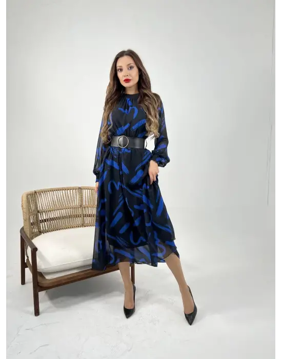 Omarı Dantel Detaylı Şık Elbise