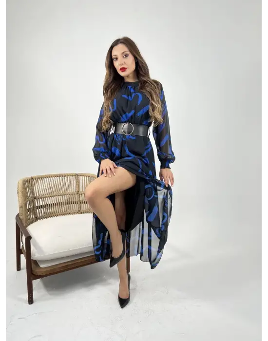 Omarı Dantel Detaylı Şık Elbise