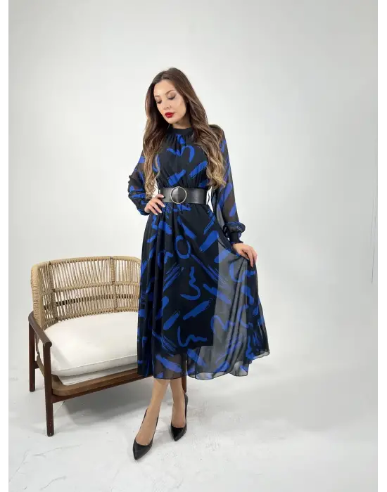 Omarı Dantel Detaylı Şık Elbise