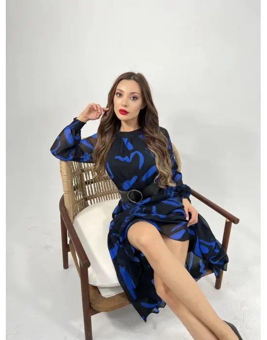 Omarı Dantel Detaylı Şık Elbise