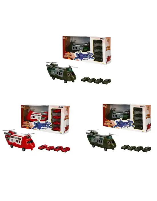 4782 SUN-RYL-MXX-GARAJ SET POLİS AMBULANS ASKER TAŞIYICI HELİKOPTER ARB 3R