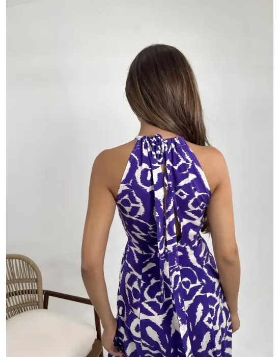 Omarı Vintage Tarzında Çiçek Desenli Elbise