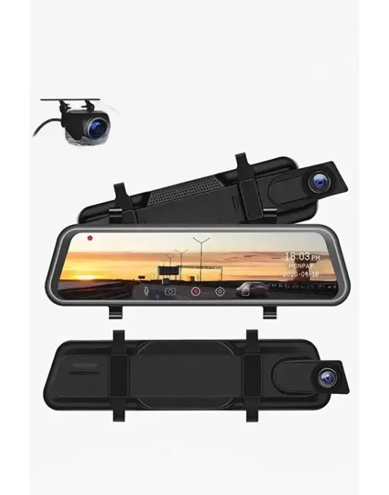 4k Ips Ekran Tam Dokunmatik 9.66” Dikiz Ayna Araç Içi Kamera (4k Ön 1080p Arka) | Carplay