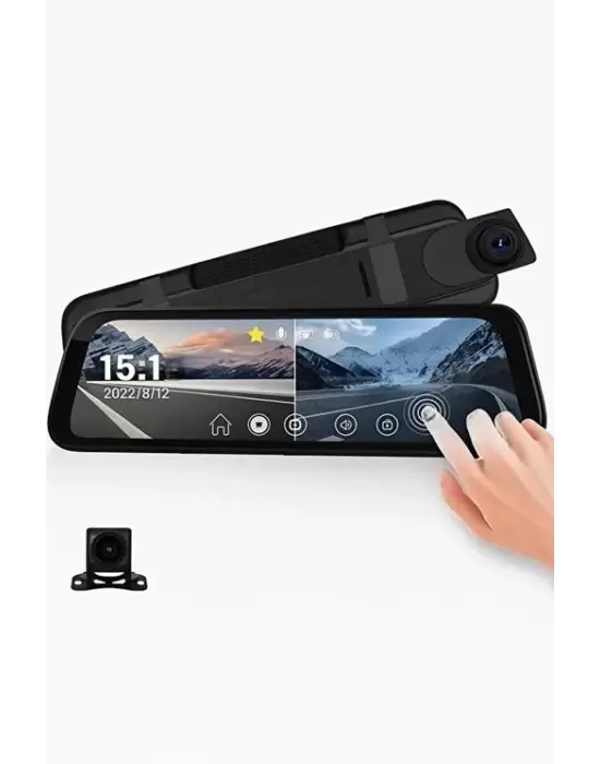 4k Ips Ekran Tam Dokunmatik 9.66” Dikiz Ayna Araç Içi Kamera (4k Ön 1080p Arka) | Carplay