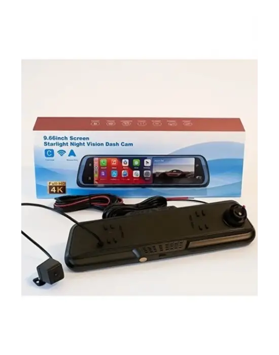 4k Ips Ekran Tam Dokunmatik 9.66” Dikiz Ayna Araç Içi Kamera (4k Ön 1080p Arka) | Carplay