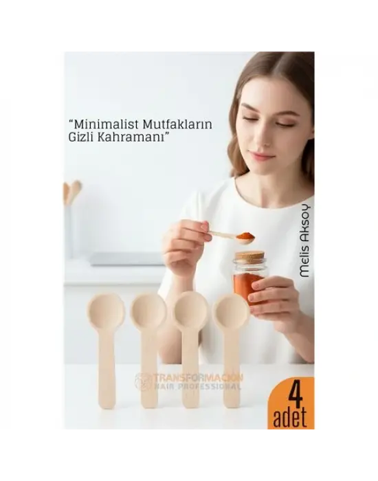 4’lü Ahşap Ölçü Kaşığı Seti – 6.5 cm Doğal Ahşap, Baharat ve Kahve İçin Pratik Mutfak Yardımcısı