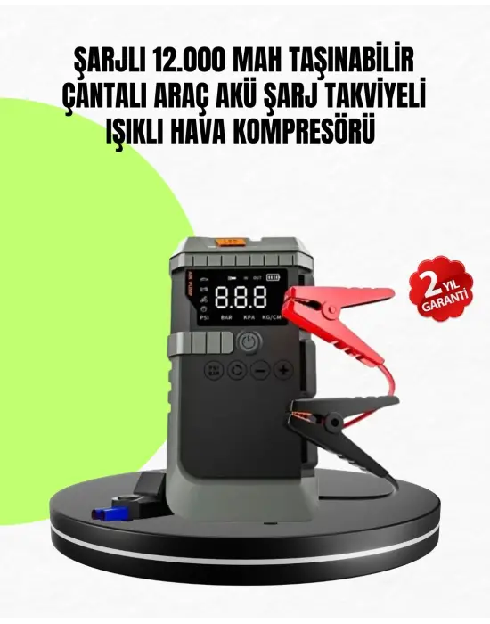 4’ü 1 Arada Powerbank Özellikli Araç Akü Şarj Takviye Cihazı