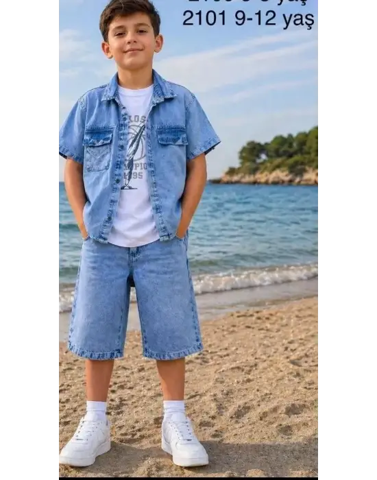 5/12 Yaş Kot(denim) Kumaş Tişörtlü Çocuk Takımı