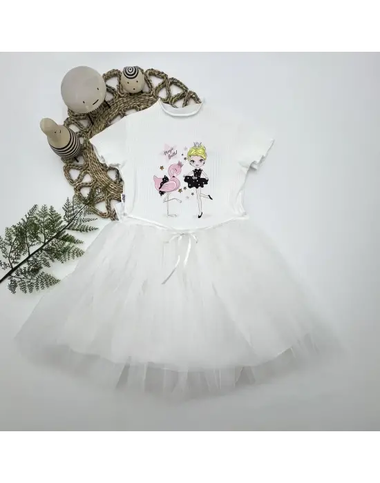 Çarpıcı Flamingo Balerin Kız Tütü Elbise