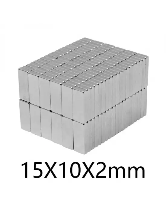 5 Adet 15x10x1.5 Mm Köşeli Neodyum Mıknatıs N35 Magnet Dayanıklı Nikel Kaplama