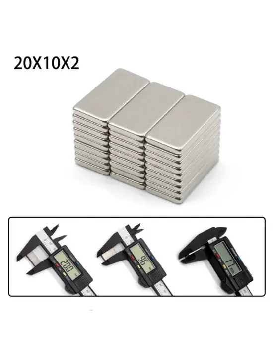 5 Adet 20x10x2 Mm Neodyum Mıknatıs Köşeli Magnet N35 Nikel Kaplama Güçlü Kaliteli Dayanıklı