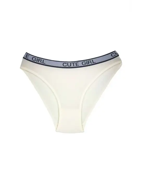 5 Adet Beli Yazılı Pamuklu Kalın Lastik Kadın Slip Külot
