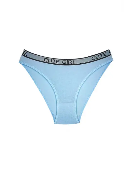 5 Adet Beli Yazılı Pamuklu Kalın Lastik Kadın Slip Külot