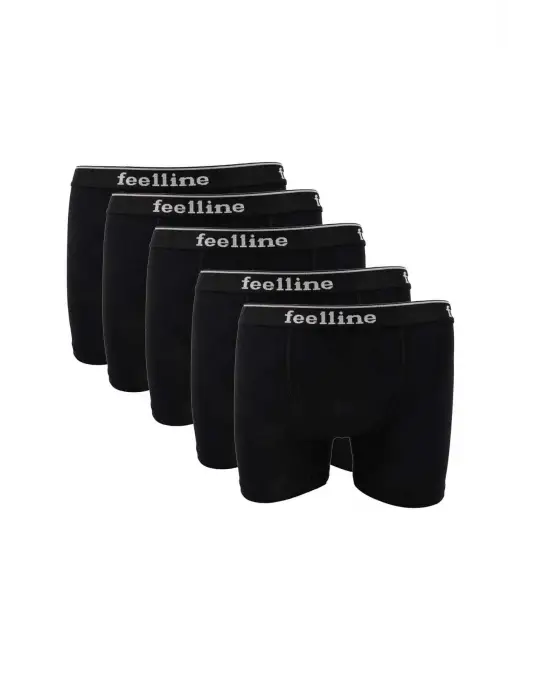 Omarı Siyah Pamuklu Likralı Erkek Boxer Külot Seti