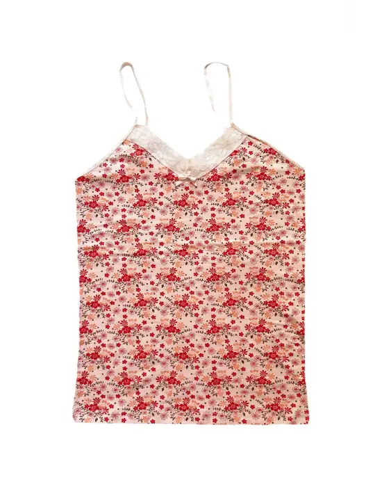 5 Adet Kadın Askılı Desenli Atlet Dantelli Empirme Pamuklu Penye D1-5