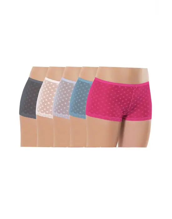5 Adet Kadın Komple Tül Dantel Boxer Külot