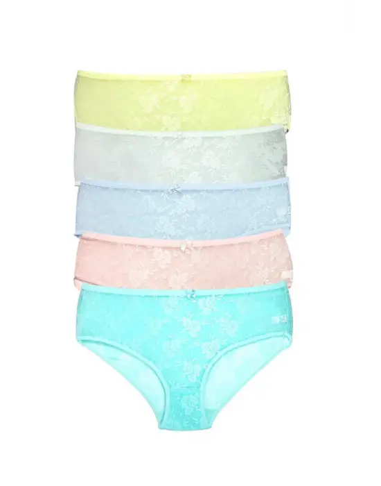 5 Adet Kadın Komple Tül Dantel   Külot