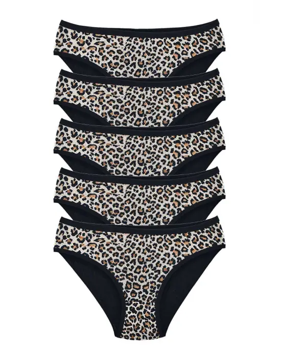 Çarpıcı Leopar Desenli Kadın Slip Külot
