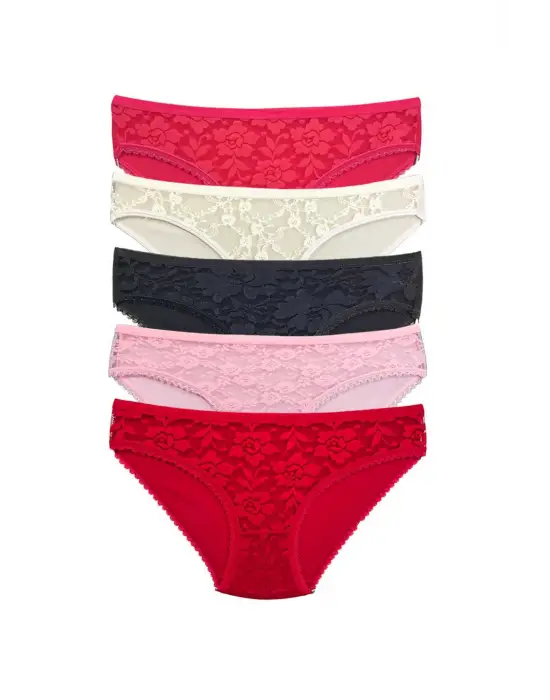 Omarı Feminen Dantelli Transparan Slip Külot Seti