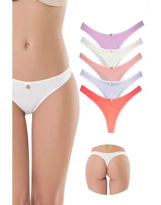 5 Adet Pamuklu Kadın Klasik Tanga Soft Renkler