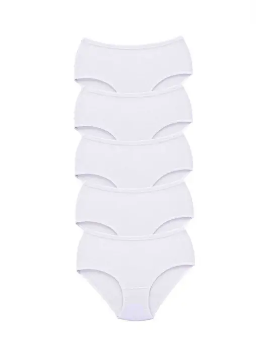 5 Adet Tutku Kadın Yüksek Bel   Kalın Lastik Külot Beyaz