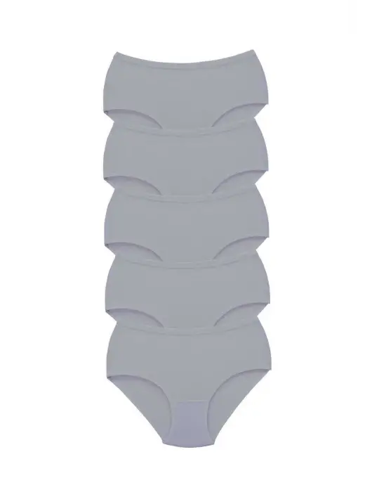 5 Adet Tutku Kadın Yüksek Bel   Kalın Lastik Külot Gri