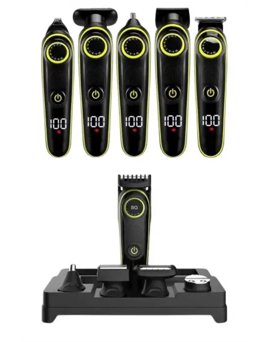 5 Başlıklı Şarjlı Tıraş Makinesi Led Ekran Saç Sakal Ense Tıraşına Uygun Bakım Seti
