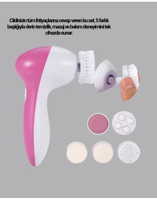 5 Başlıklı Yüz Masaj Aleti – Cilt Temizleme, Peeling, Siyah Nokta Ve Gözenek Bakımı