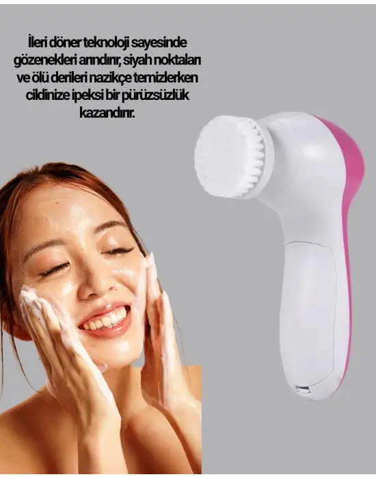 5 Başlıklı Yüz Masaj Aleti – Cilt Temizleme, Peeling, Siyah Nokta Ve Gözenek Bakımı