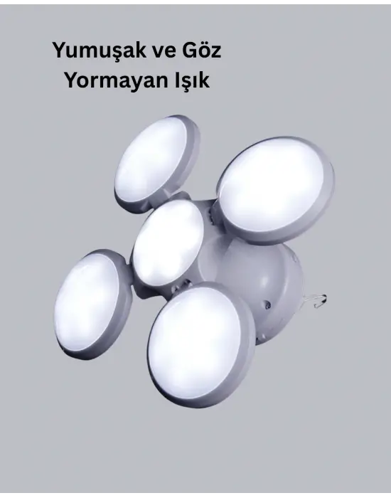 5 Kanatlı Solar Kamp Lambası – Usb Şarjlı, Taşınabilir, Ip65 Su Geçirmez Bahçe Lambası