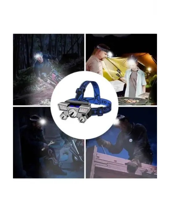 5 Led Far Şarj Edilebilir Güçlü Kafa Lambası Kamp Lambası 4 Modlu