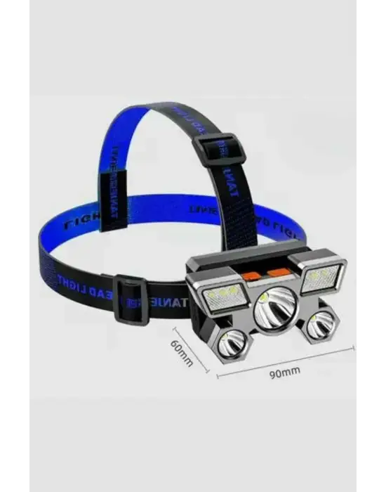 5 Led Far Şarj Edilebilir Güçlü Kafa Lambası Kamp Lambası 4 Modlu (kopya)