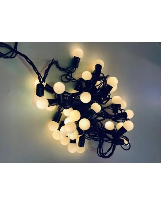 5 Metre 28 Mini Top Led Sarı Işık Fişli Siyah Kablo