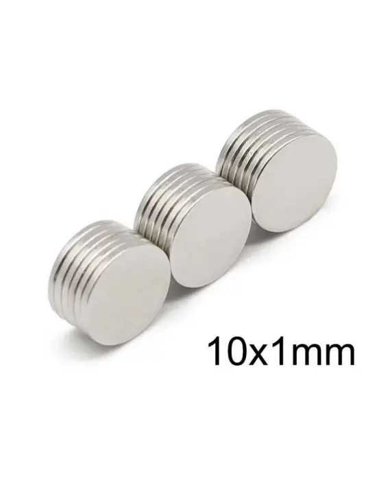 50 Adet 10x1mm Yuvarlak Neodyum Mıknatıs Güçlü Dayanıklı Magnet Nikel Kaplama