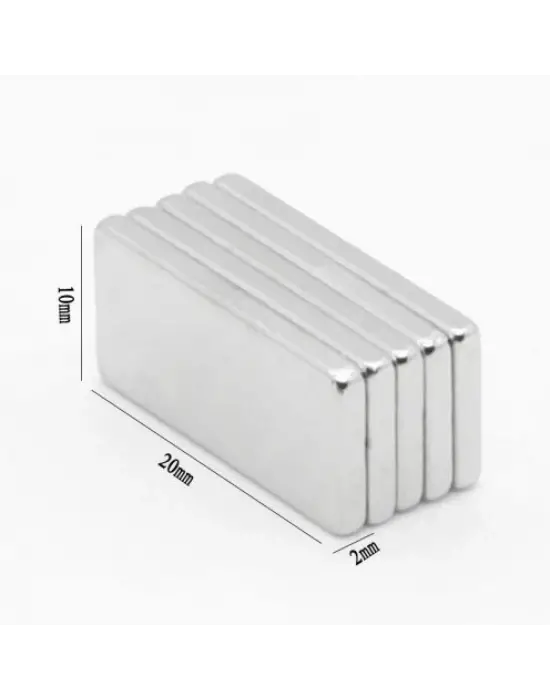 50 Adet 20x10x2 Mm Neodyum Mıknatıs Köşeli Magnet N35 Nikel Kaplama Güçlü Kaliteli Dayanıklı