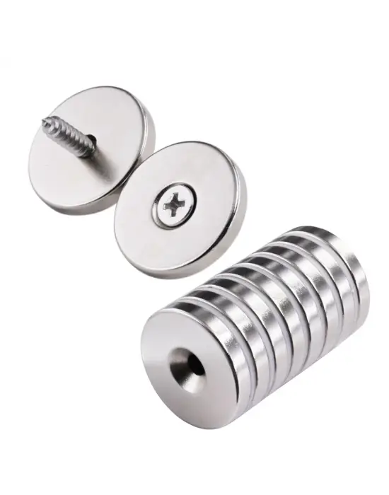 50 Adet 25x10/5x5,5 Mm Neodyum Mıknatıs Havşa Delikli Magnet Vida Atılabilir N35 Nikel Paslanmaz